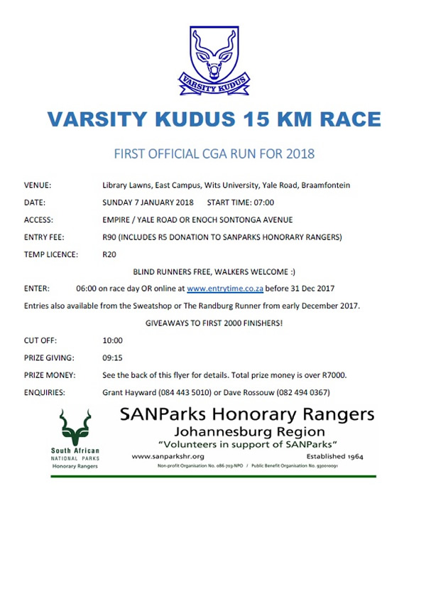 Varsity Kudus 15km Race Run the Race Athletics Club